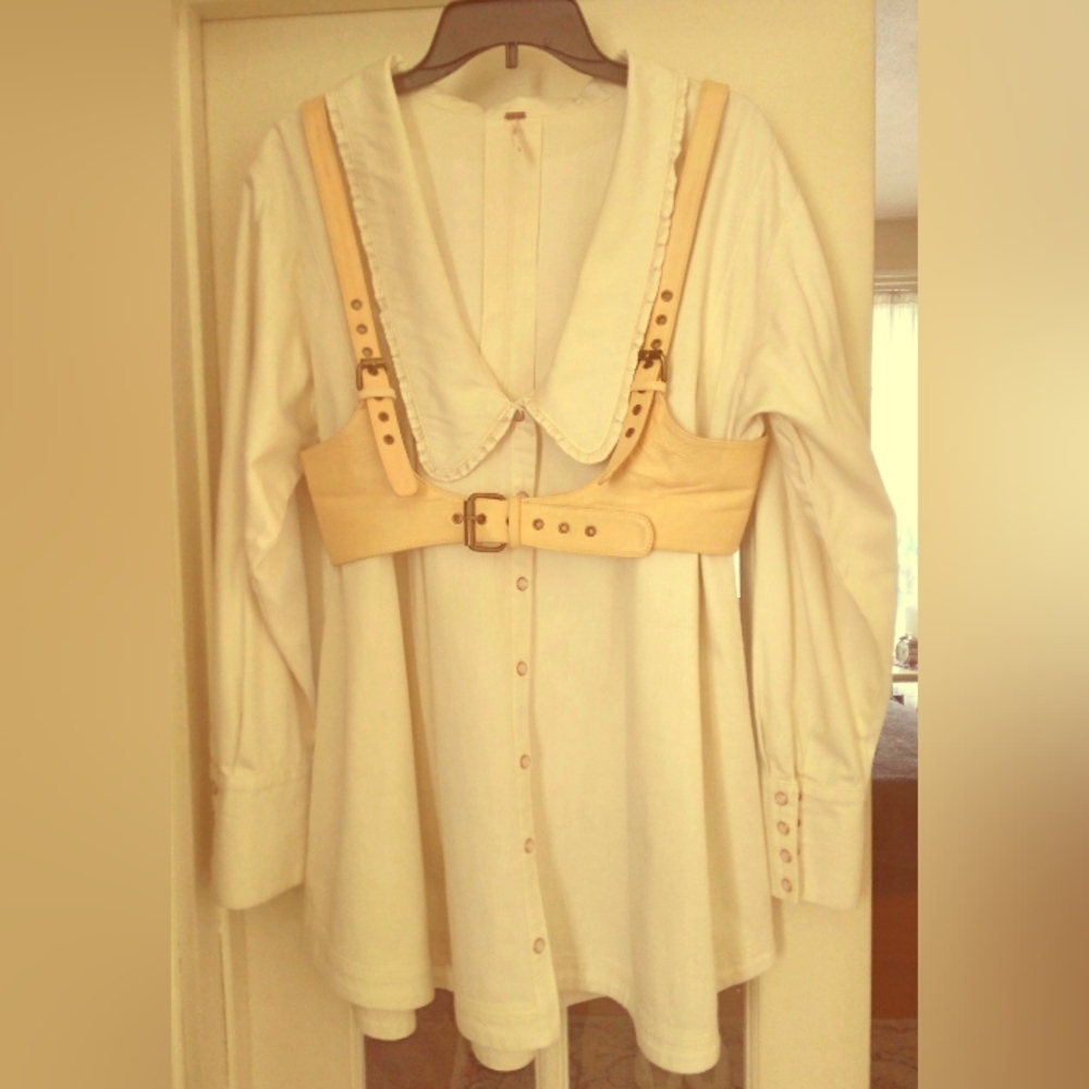 Free People Cream Colored Tunic with Peter Pan Collar